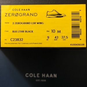 Cole Haan Zerogrand Black/Black Size 10 M
